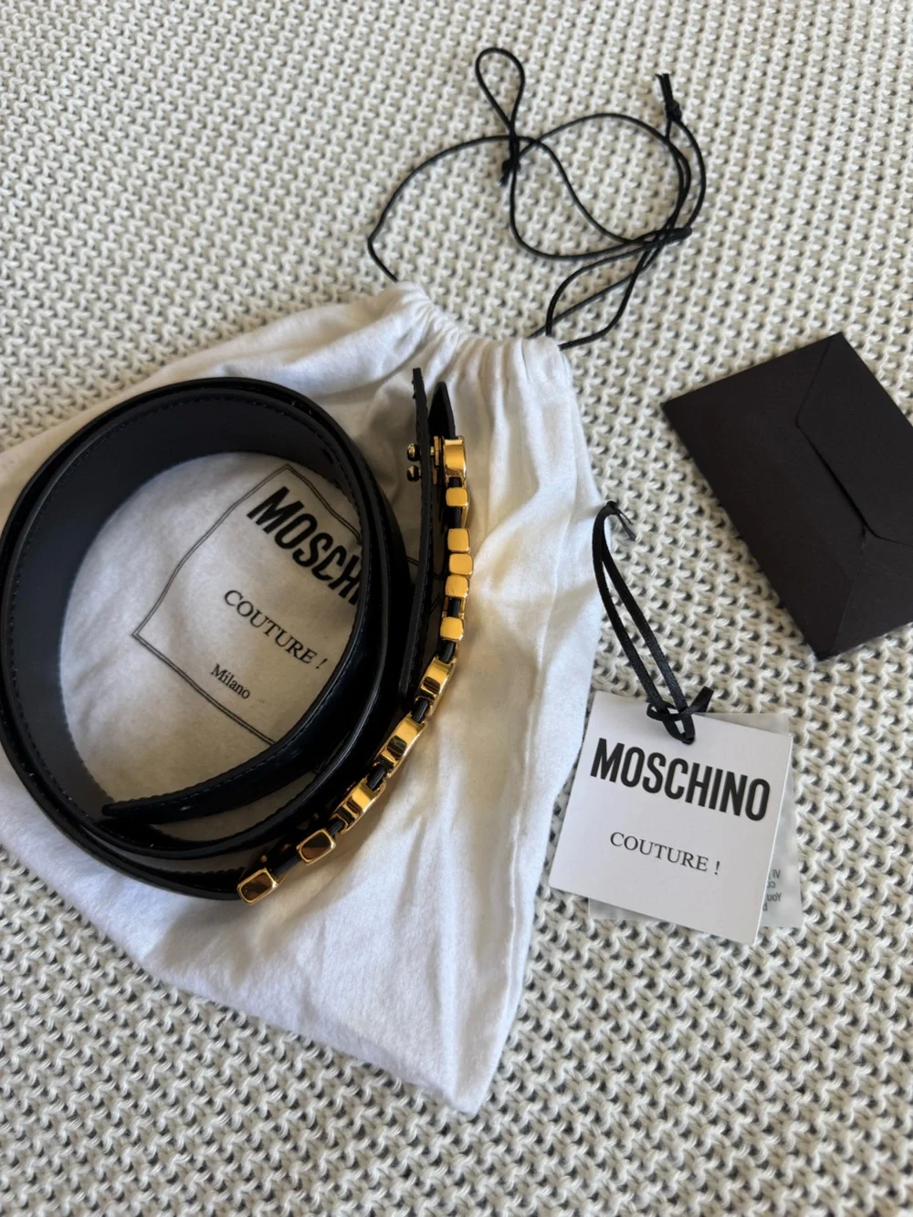 Moschino Logo Plate Leather Belt